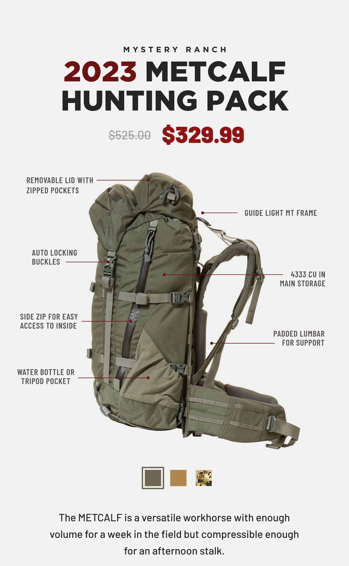 Metcalf 2024 hunting packs